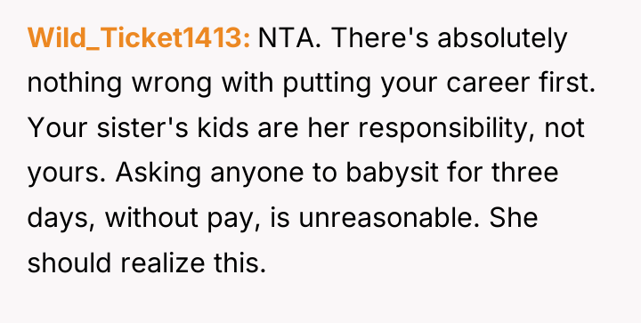 Wild_Ticket1413 NTA. There's absolutely nothing wrong with putting your career...