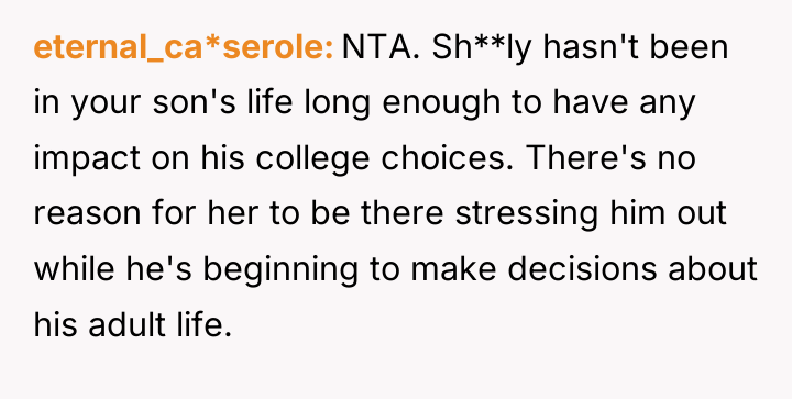 eternal_ca*serole NTA. Sh**ly hasn't been in your son's life long...