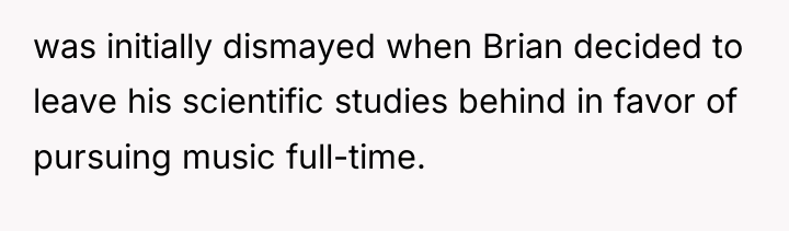 was initially dismayed when Brian decided to leave his scientific...