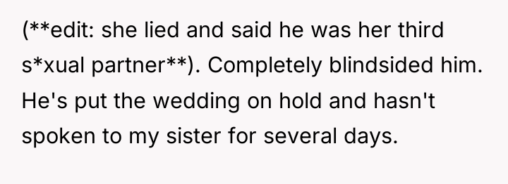 (**edit: she lied and said he was her third s*xual...