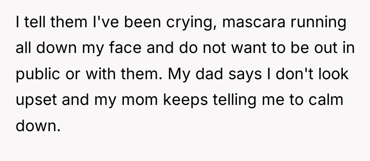 I tell them I've been crying, mascara running all down...