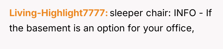 Living-Highlight7777 sleeper chair: INFO - If the basement is an...