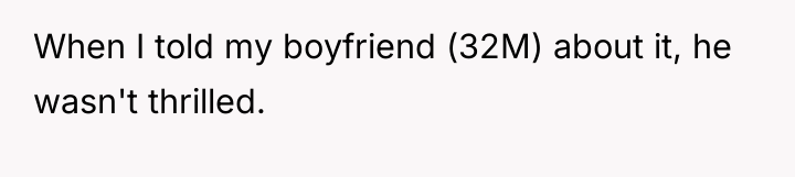 When I told my boyfriend (32M) about it, he wasn't...