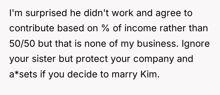 I'm surprised he didn't work and agree to contribute based...