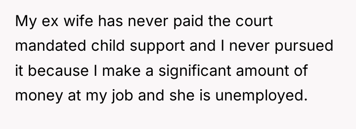 My ex wife has never paid the court mandated child...