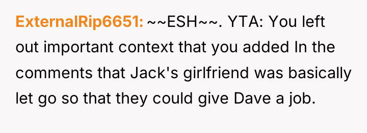 ExternalRip6651 ~~ESH~~. YTA: You left out important context that you...