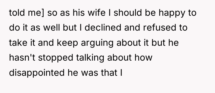 told me] so as his wife I should be happy...