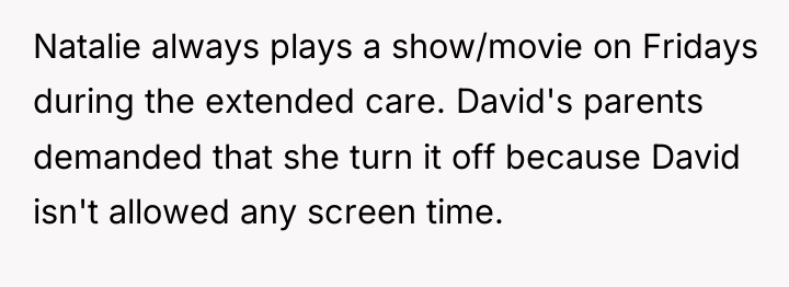 Natalie always plays a show/movie on Fridays during the extended...