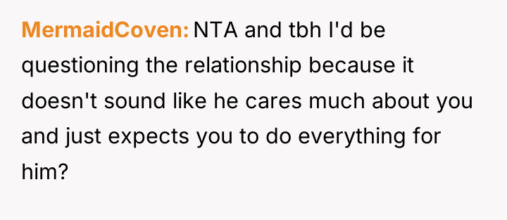 MermaidCoven NTA and tbh I'd be questioning the relationship because...