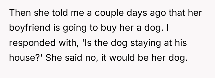 Then she told me a couple days ago that her...