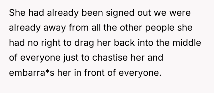 She had already been signed out we were already away...