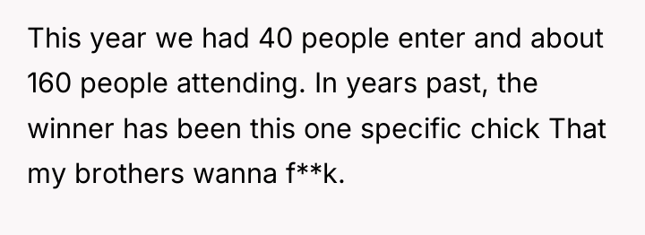 This year we had 40 people enter and about 160...
