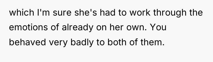 which I'm sure she's had to work through the emotions...