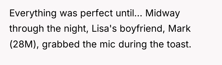 Everything was perfect until... Midway through the night, Lisa's boyfriend,...