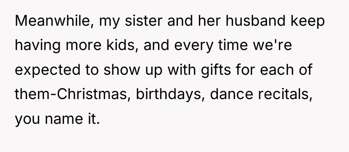 Meanwhile, my sister and her husband keep having more kids,...