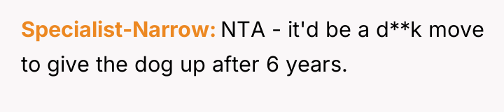Specialist-Narrow NTA - it'd be a d**k move to give...
