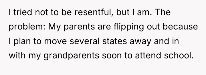 I tried not to be resentful, but I am. The...