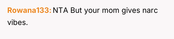 Rowana133 NTA But your mom gives narc vibes.