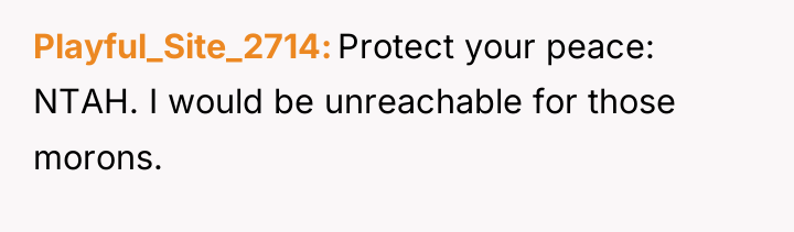 Playful_Site_2714 Protect your peace: NTAH. I would be unreachable for...