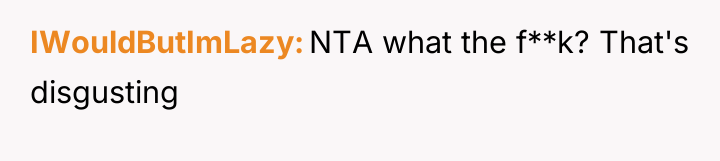 IWouldButImLazy NTA what the f**k? That's disgusting