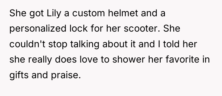 She got Lily a custom helmet and a personalized lock...