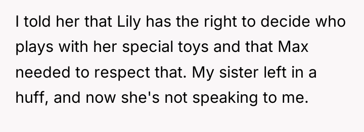 I told her that Lily has the right to decide...