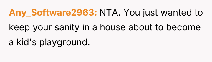 Any_Software2963 NTA. You just wanted to keep your sanity in...