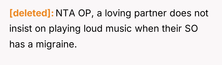 [deleted] NTA OP, a loving partner does not insist on...