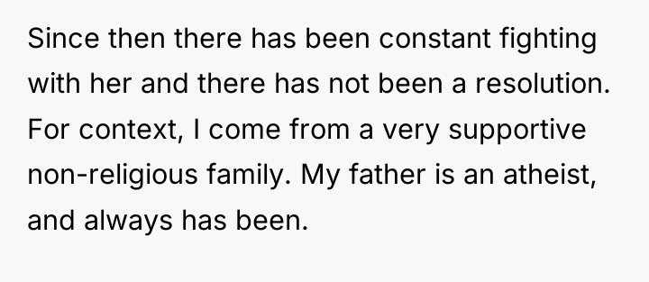 Since then there has been constant fighting with her and...