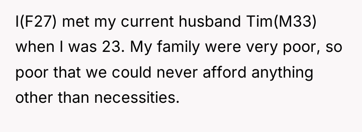 I(F27) met my current husband Tim(M33) when I was 23....