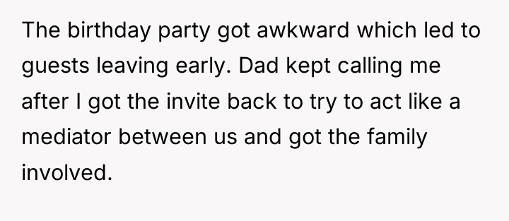The birthday party got awkward which led to guests leaving...
