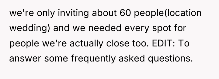 we're only inviting about 60 people(location wedding) and we needed...