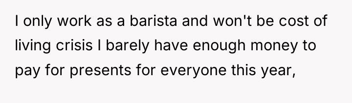 I only work as a barista and won't be cost...