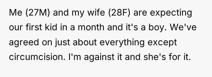 Me (27M) and my wife (28F) are expecting our first...