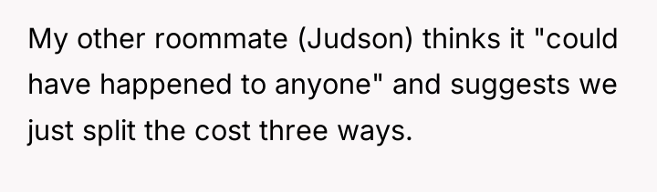 My other roommate (Judson) thinks it "could have happened to...