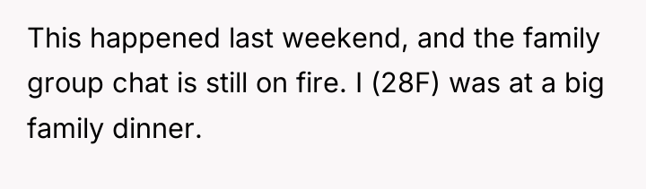 This happened last weekend, and the family group chat is...