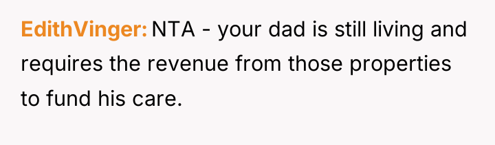 EdithVinger NTA - your dad is still living and requires...