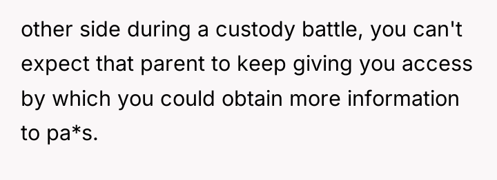 other side during a custody battle, you can't expect that...