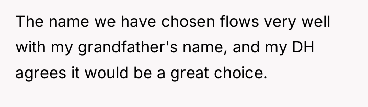 The name we have chosen flows very well with my...