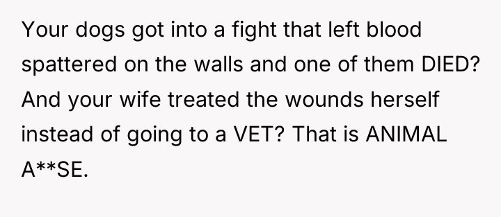 Your dogs got into a fight that left blood spattered...