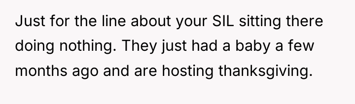 Just for the line about your SIL sitting there doing...