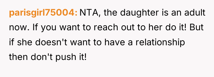 parisgirl75004 NTA, the daughter is an adult now. If you...