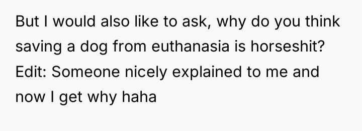 But I would also like to ask, why do you...