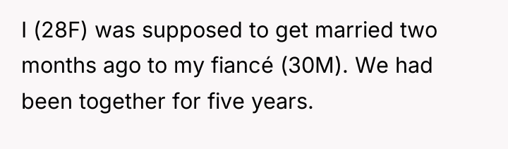 I (28F) was supposed to get married two months ago...