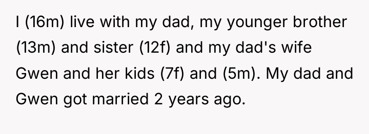 I (16m) live with my dad, my younger brother (13m)...