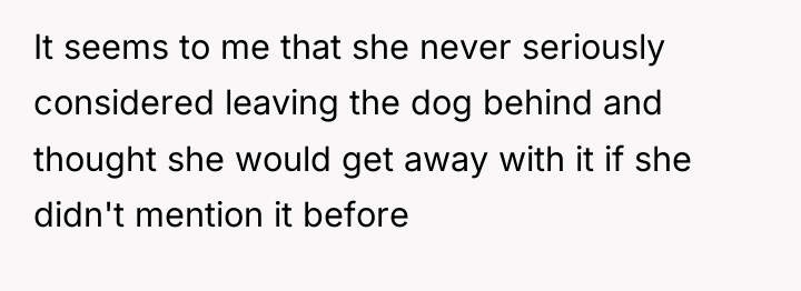 It seems to me that she never seriously considered leaving...