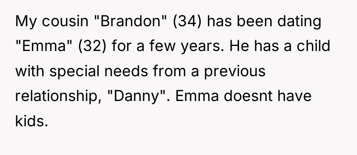 My cousin "Brandon" (34) has been dating "Emma" (32) for...