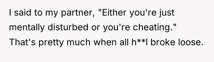 I said to my partner, "Either you're just mentally disturbed...