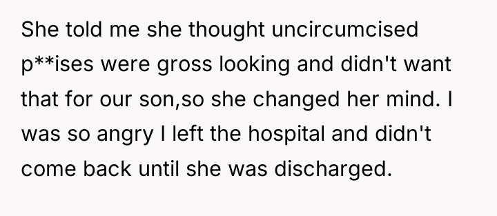 She told me she thought uncircumcised p**ises were gross looking...