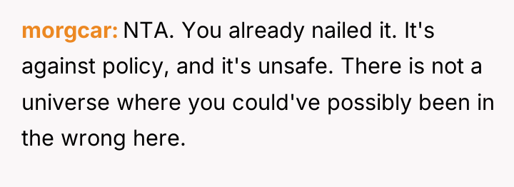 morgcar NTA. You already nailed it. It's against policy, and...